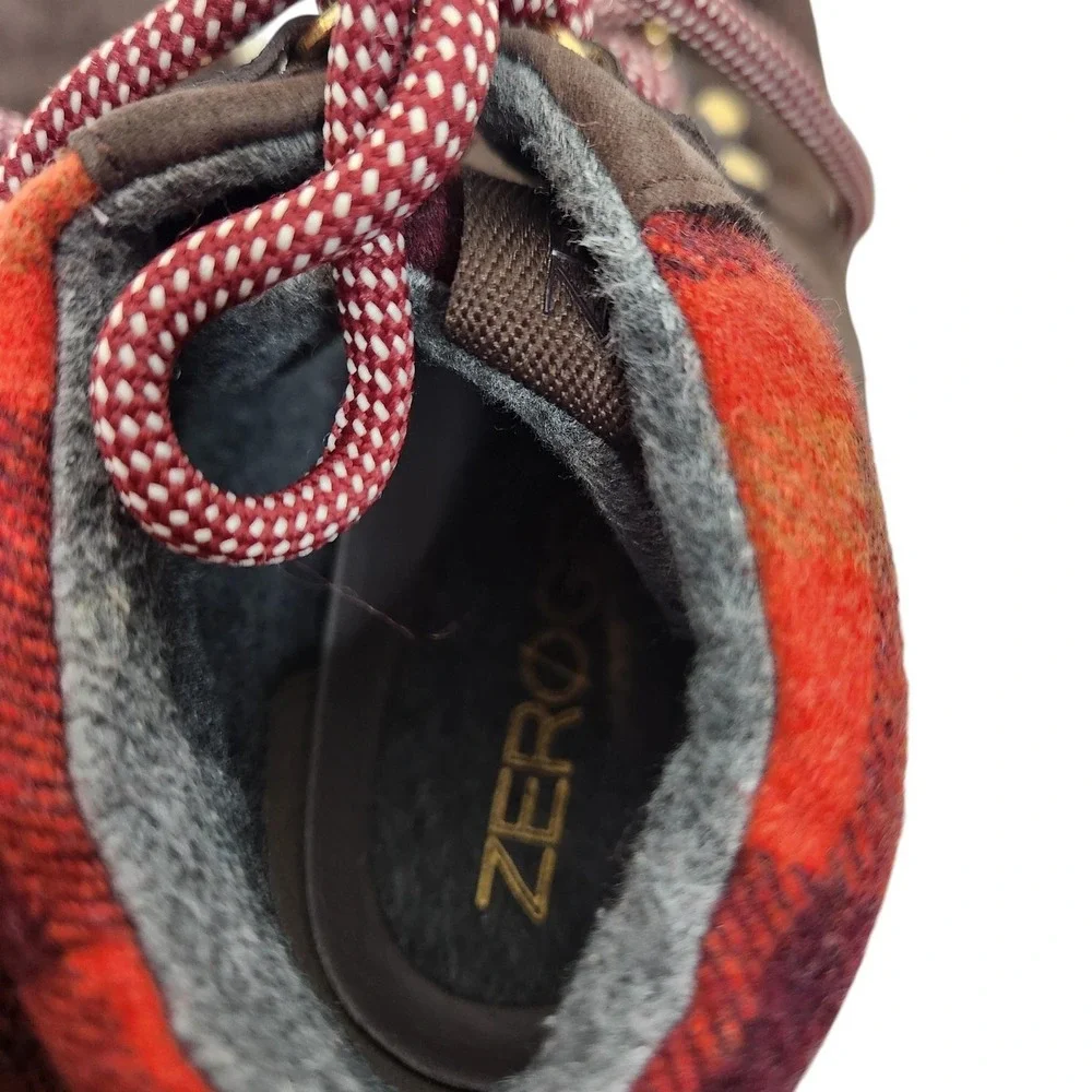 COLE HAAN Boots Womens 8 Brown Red Buffalo Plaid ZeroGrand Waterproof‎ Hiking